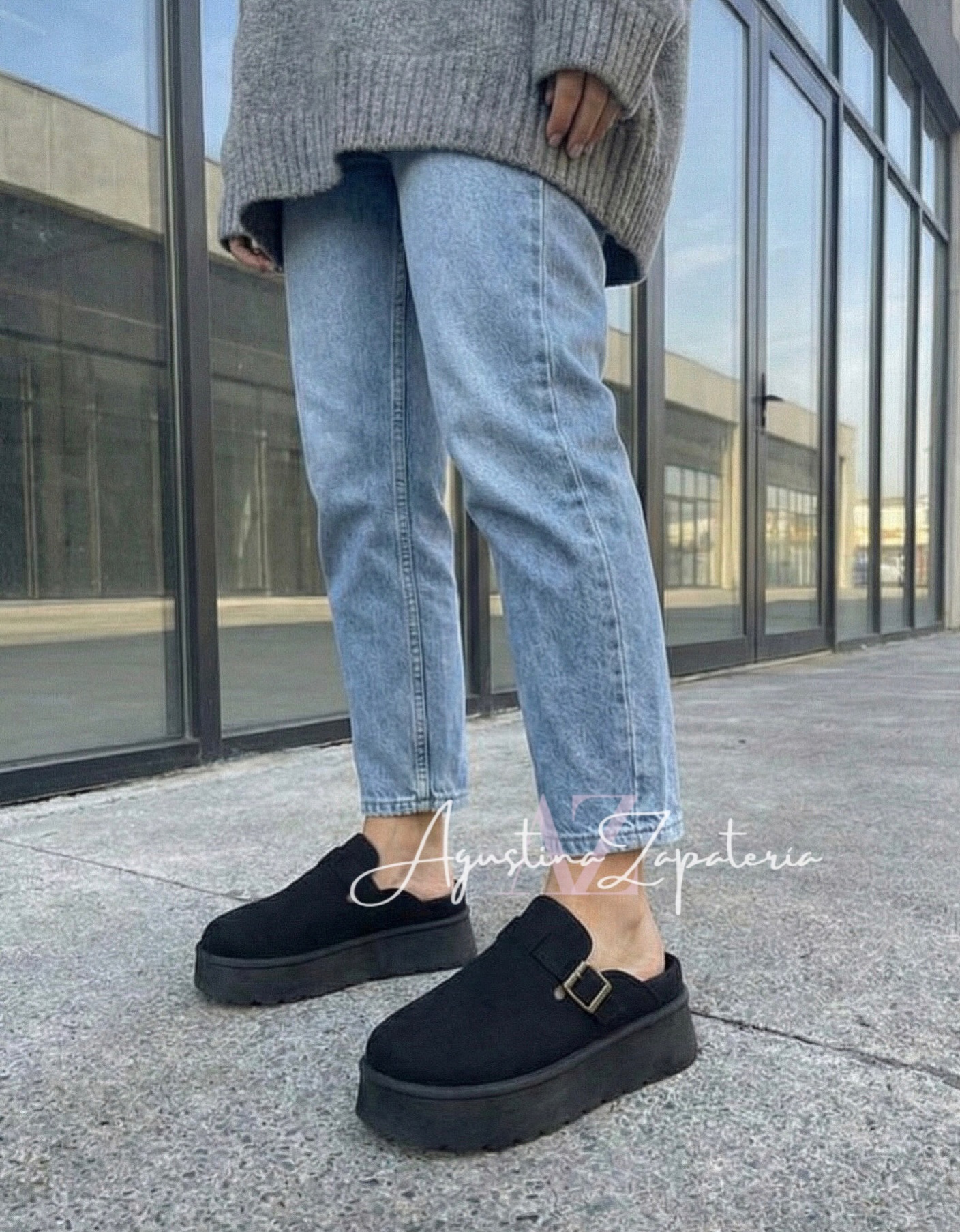 SUECO PLATAFORMA SIMIL GAMUZA NEGRO 2