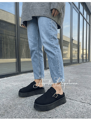 SUECO PLATAFORMA SIMIL GAMUZA NEGRO