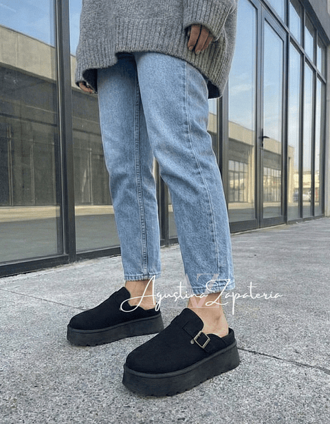 SUECO PLATAFORMA SIMIL GAMUZA NEGRO