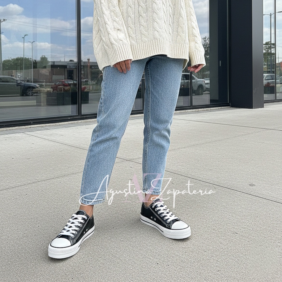 ZAPATILLA ESTILO CHUK ECOCUERO NEGRO  2