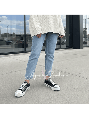 ZAPATILLA ESTILO CHUK ECOCUERO NEGRO 