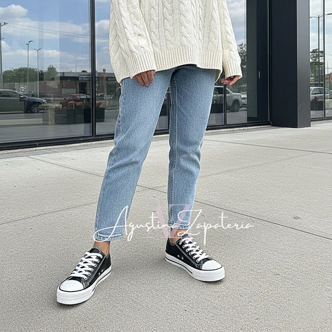 ZAPATILLA ESTILO CHUK ECOCUERO NEGRO 