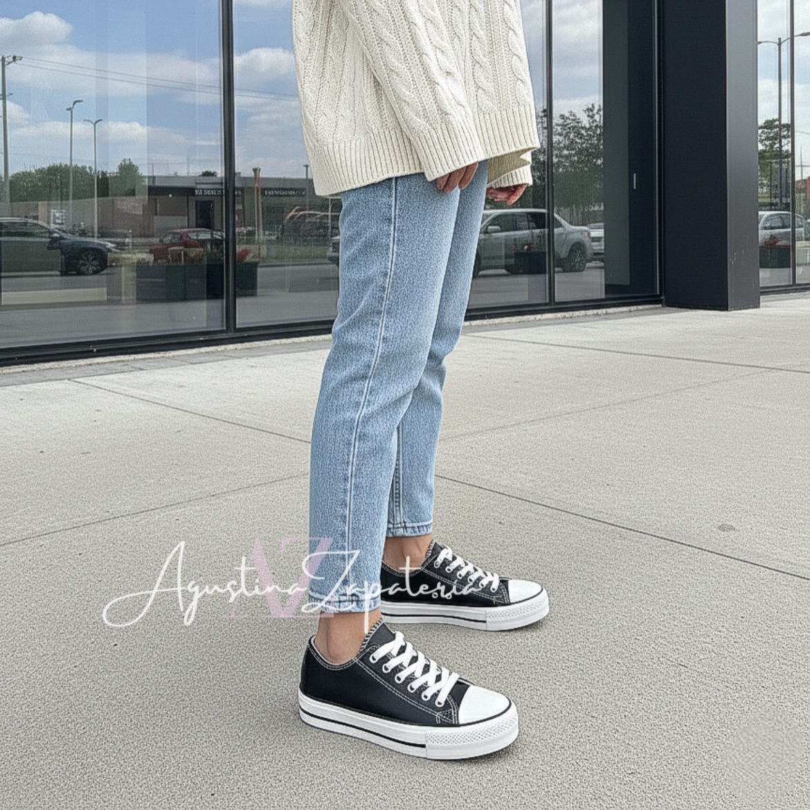 ZAPATILLA ESTILO CHUK ECOCUERO NEGRO  1