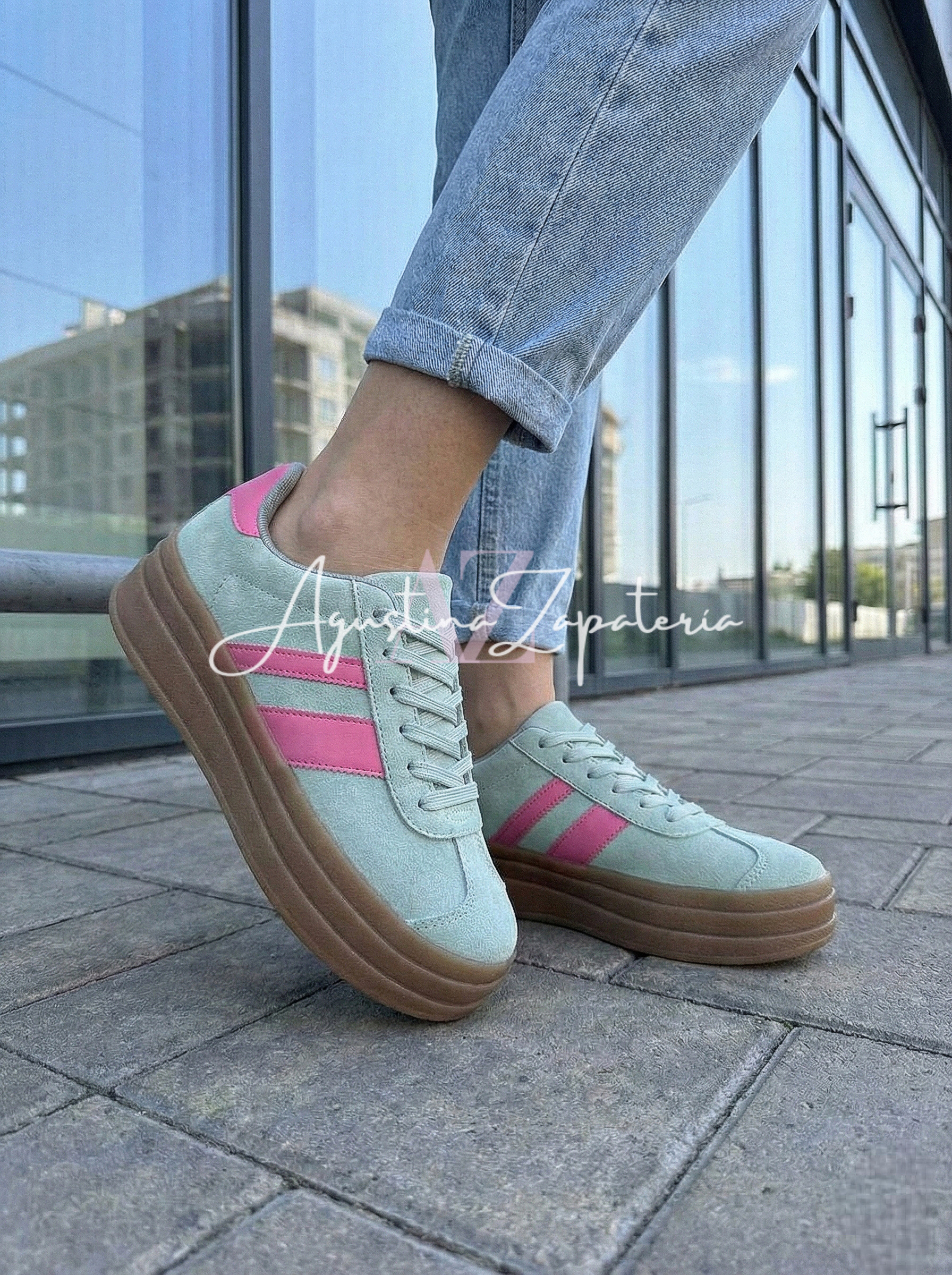 ZAPATILLA ESTILO BOLD VERDE/ROSA 2