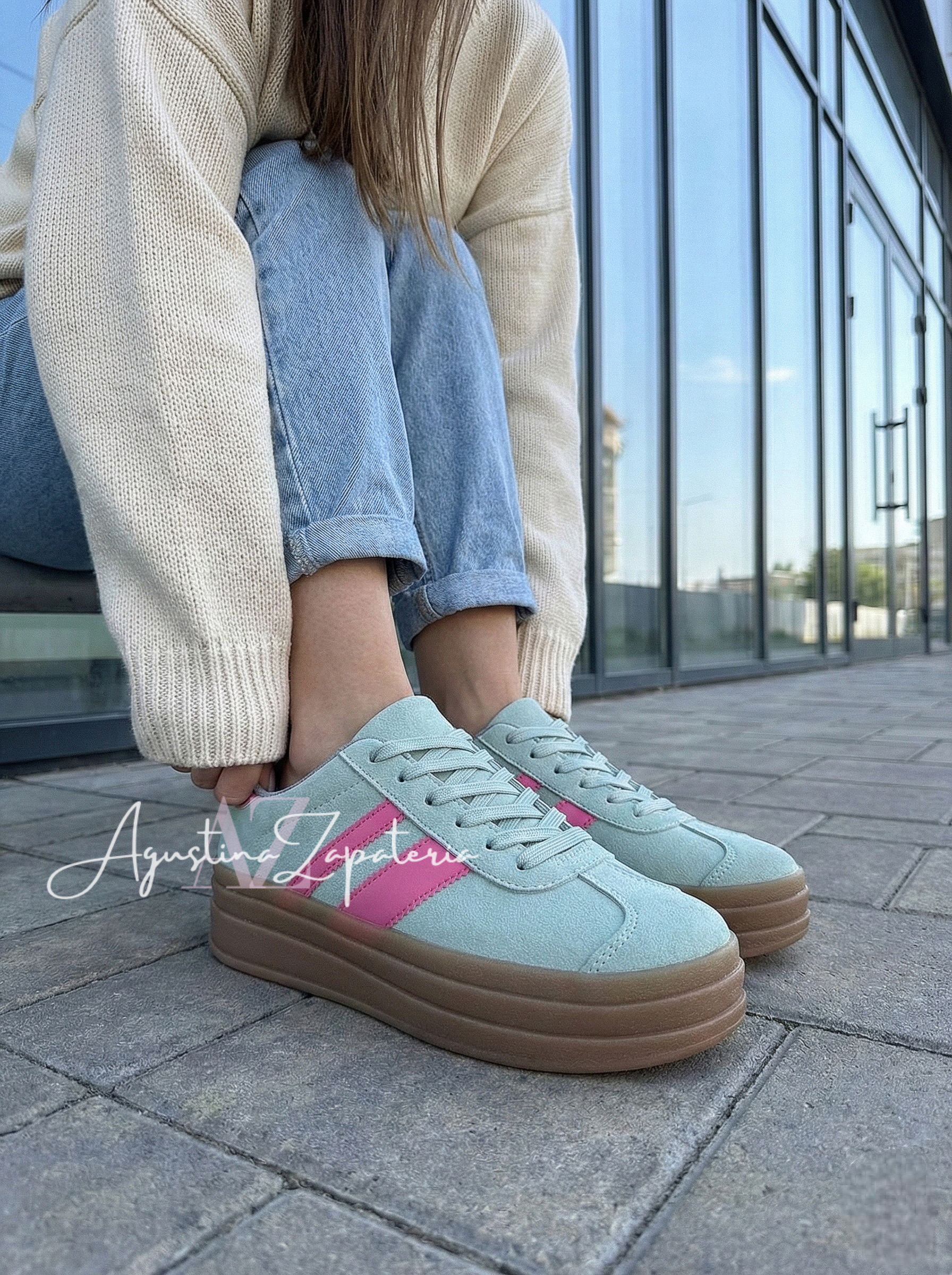 ZAPATILLA ESTILO BOLD VERDE/ROSA 3