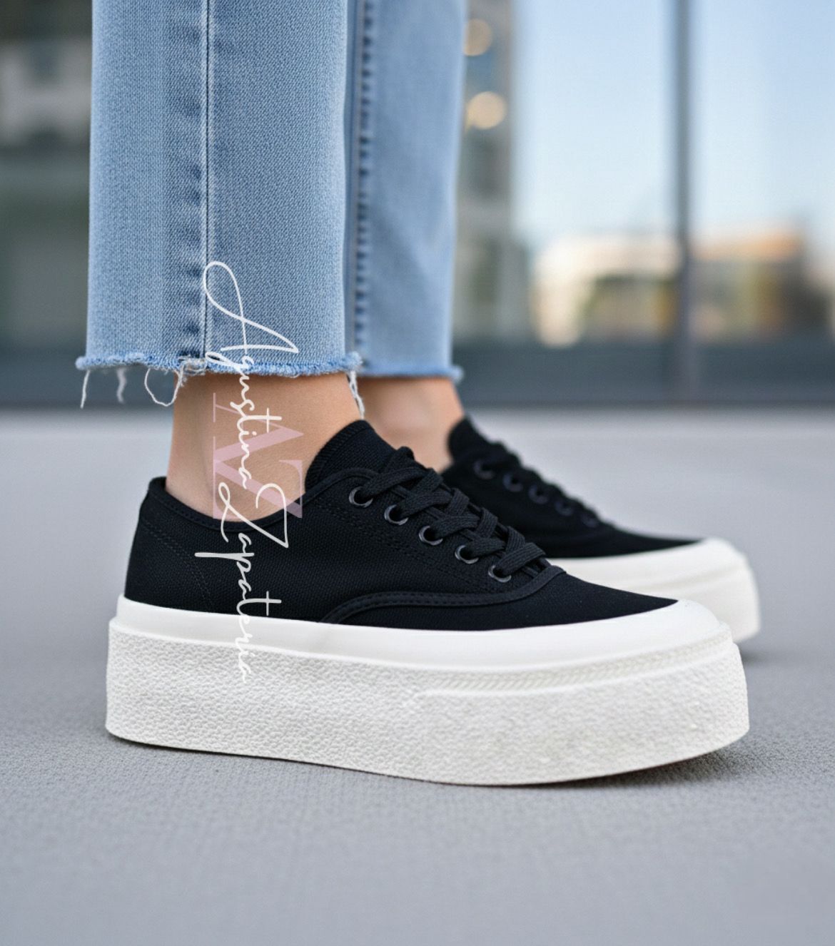 ZAPATILLA LONA NEGRA PLATAFORMA 4 CM  2