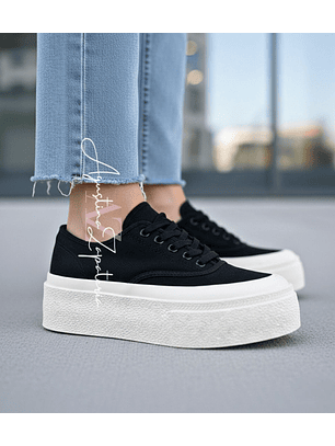 ZAPATILLA LONA NEGRA PLATAFORMA 4 CM 
