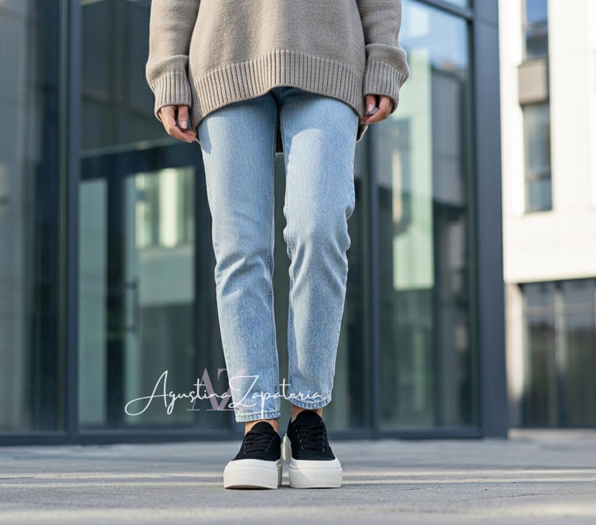 ZAPATILLA LONA NEGRA PLATAFORMA 4 CM  3