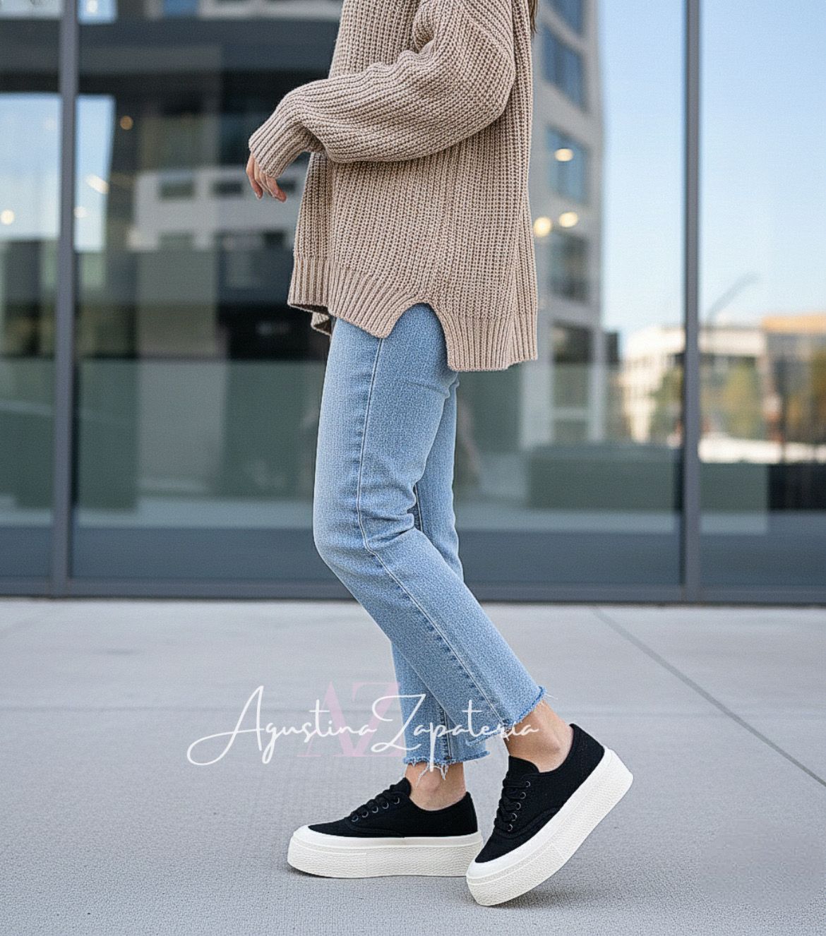 ZAPATILLA LONA NEGRA PLATAFORMA 4 CM  4