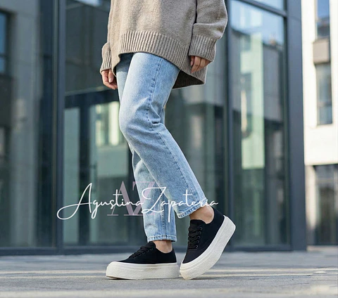 ZAPATILLA LONA NEGRA PLATAFORMA 4 CM 