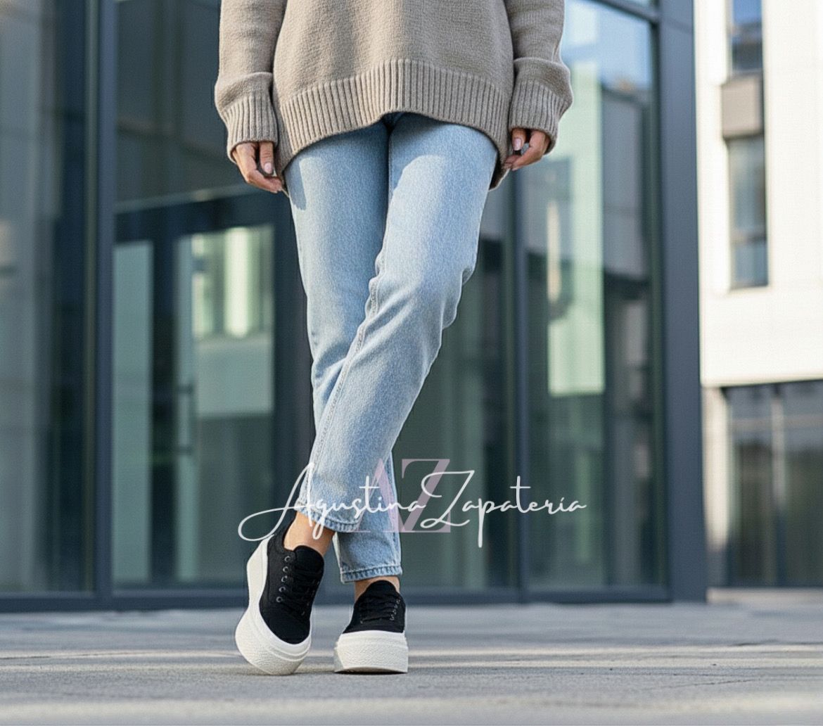 ZAPATILLA LONA NEGRA PLATAFORMA 4 CM  5