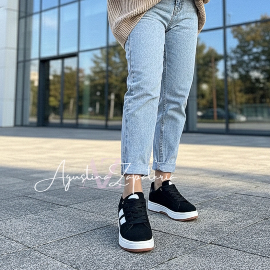 ZAPATILLA PLATAFORMA NEGRA LINEAS  4