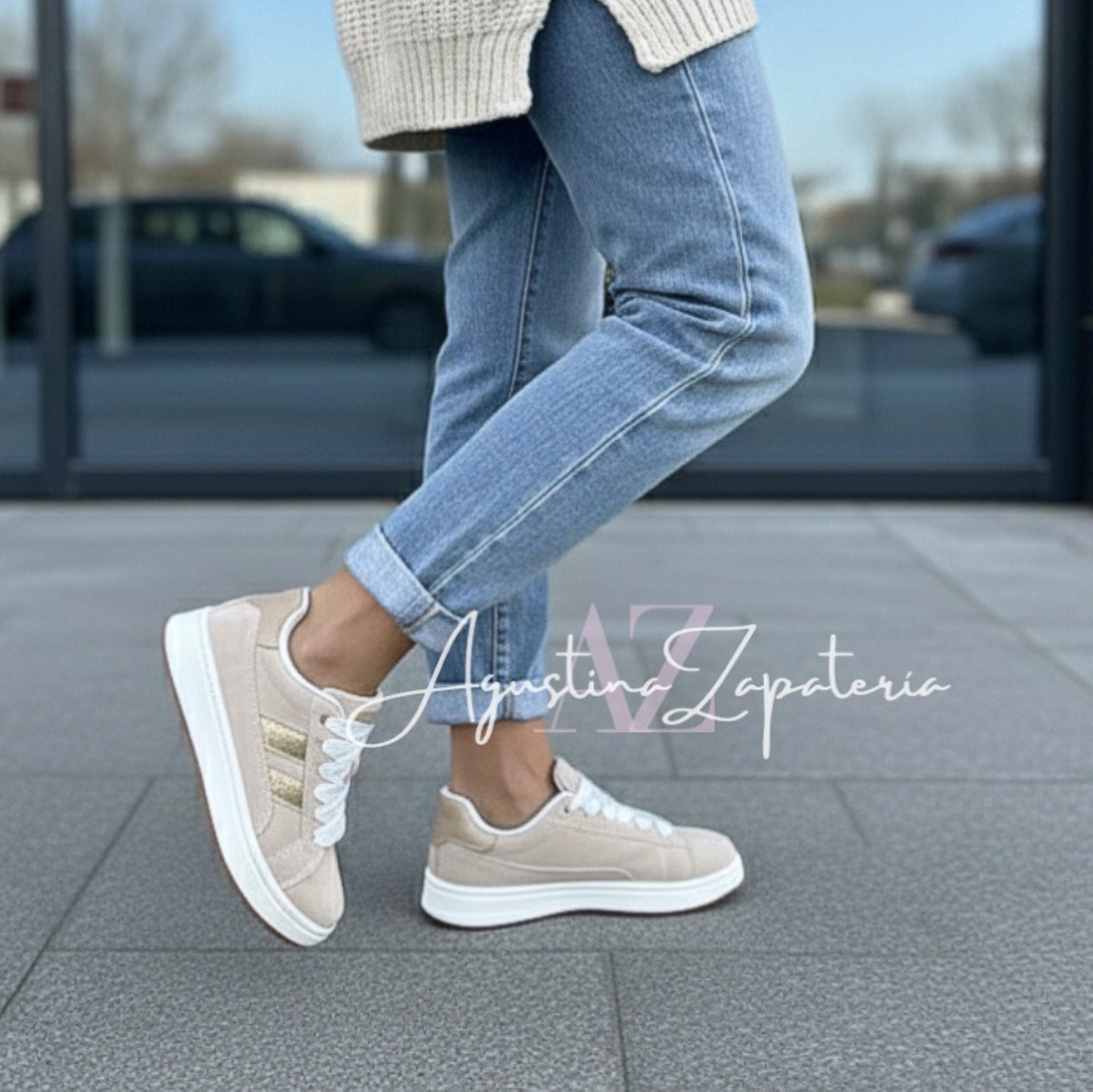 ZAPATILLA PLATAFORMA BEIGE LINEAS 1