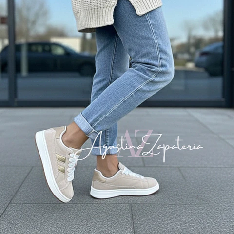 ZAPATILLA PLATAFORMA BEIGE LINEAS
