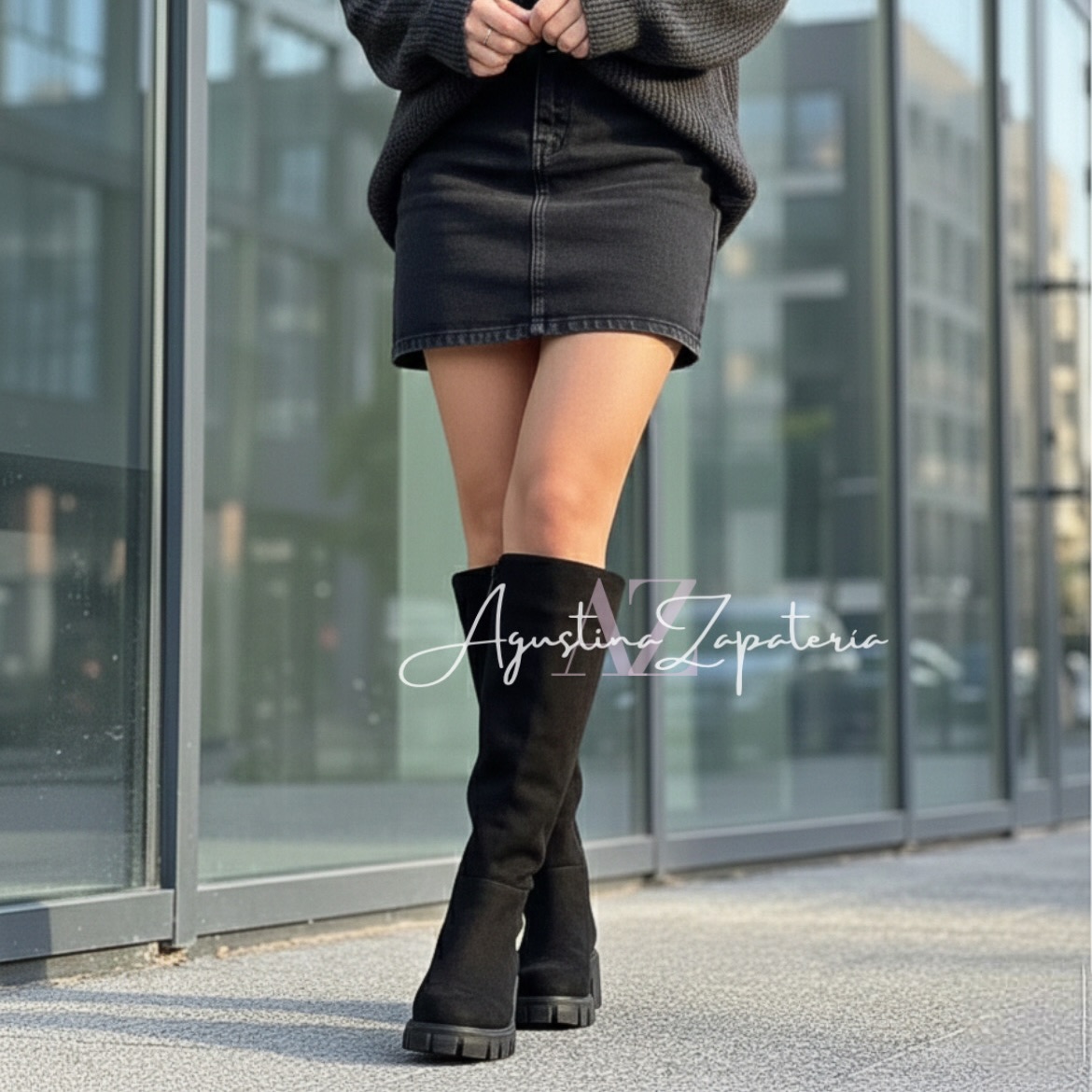 BOTA NEGRA SIMIL GAMUZA  2