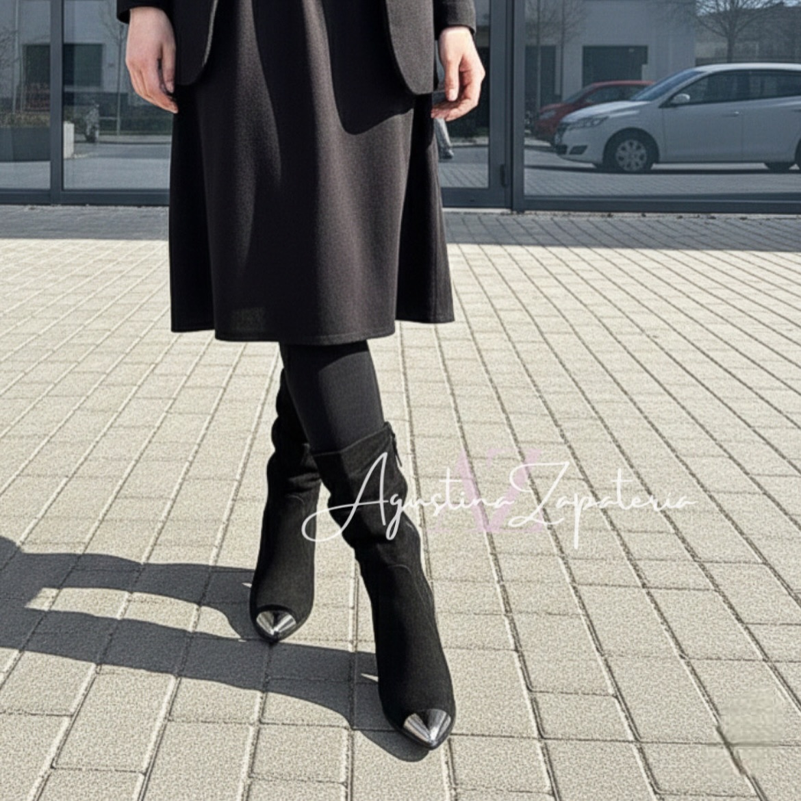 BOTIN VAQUERO NEGRO GAMUZA PUNTA PLATEADA 4