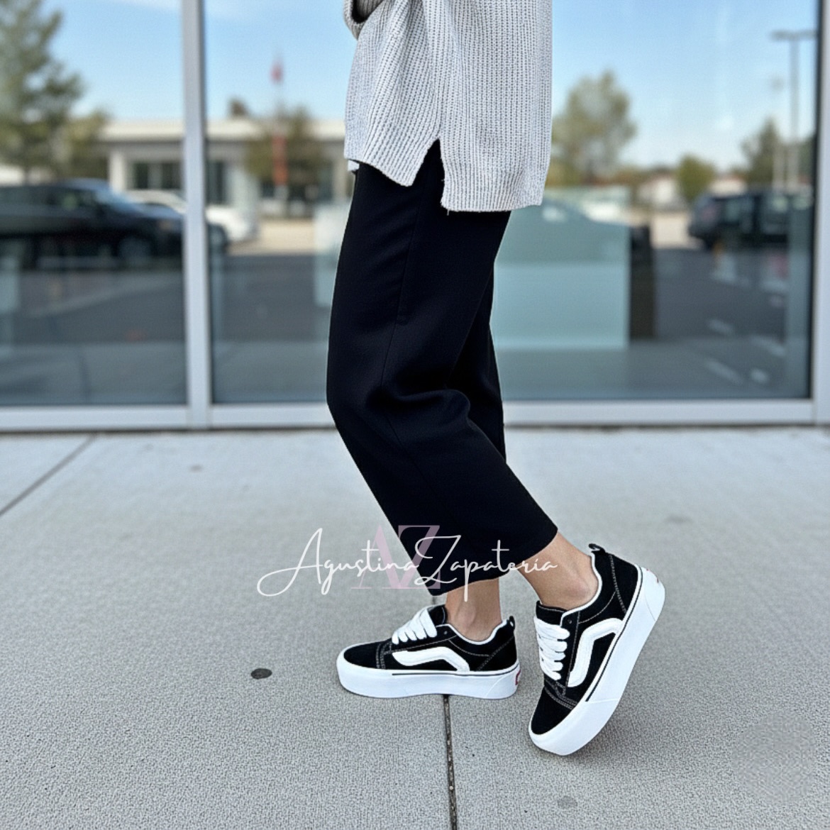 ZAPATILLA NEGRA KNU SKOOL PLATAFORMA  1