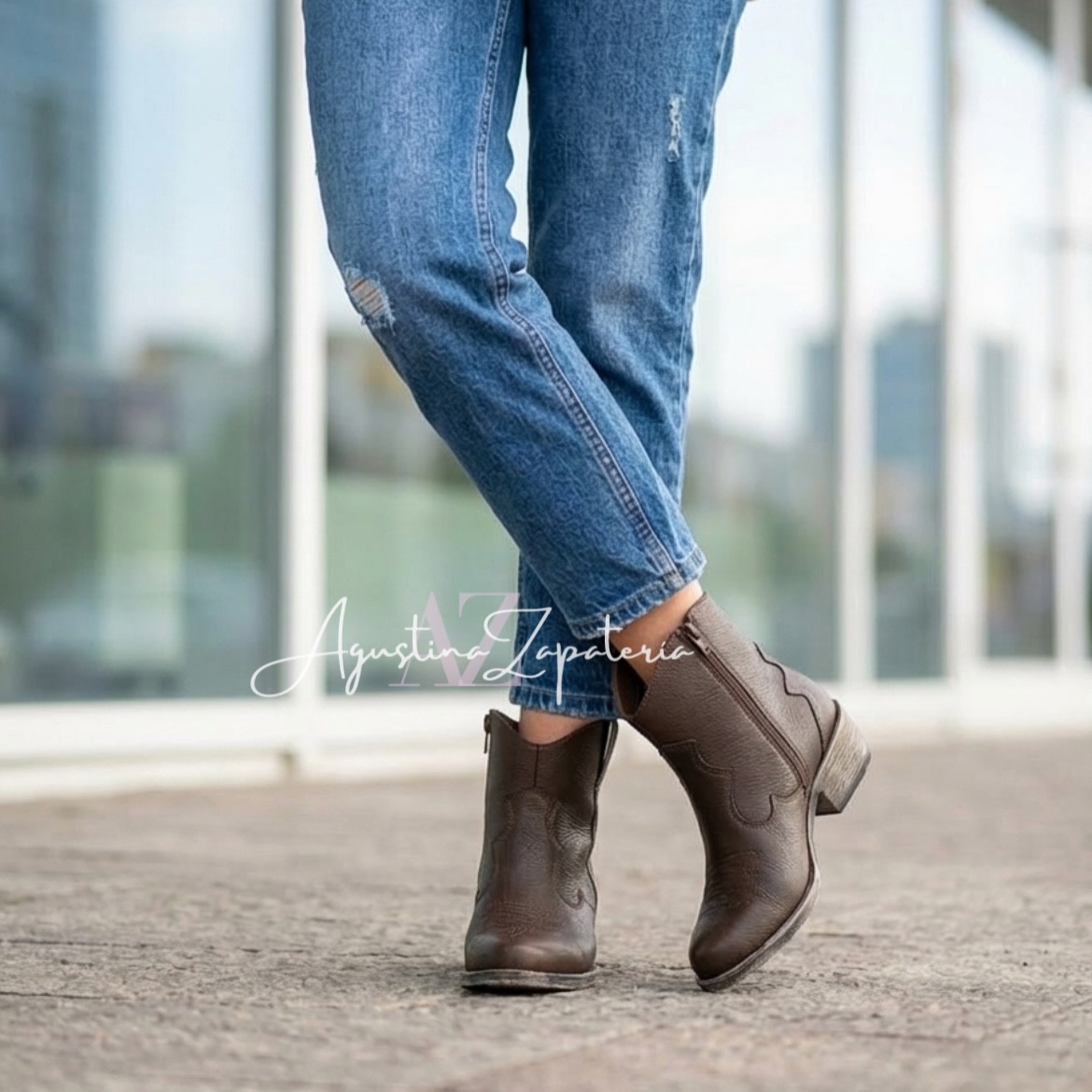 BOTIN VAQUERO TACO BAJO MARRON 2