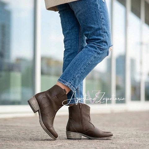 BOTIN VAQUERO TACO BAJO MARRON