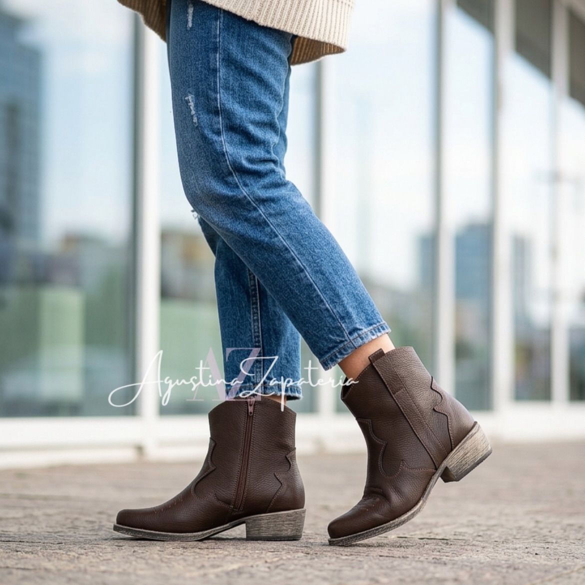 BOTIN VAQUERO TACO BAJO MARRON 3