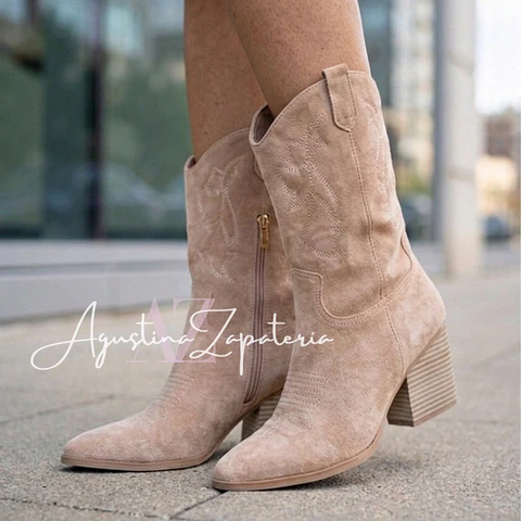 BOTA VAQUERA MEDIA CAÑA BEIGE