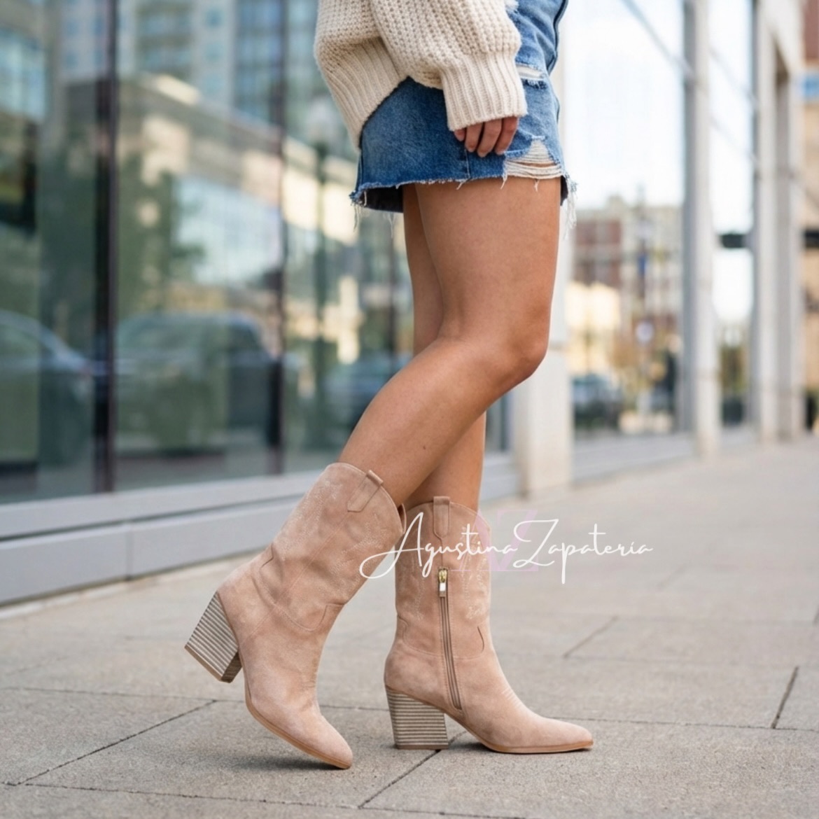 BOTA VAQUERA MEDIA CAÑA BEIGE 3