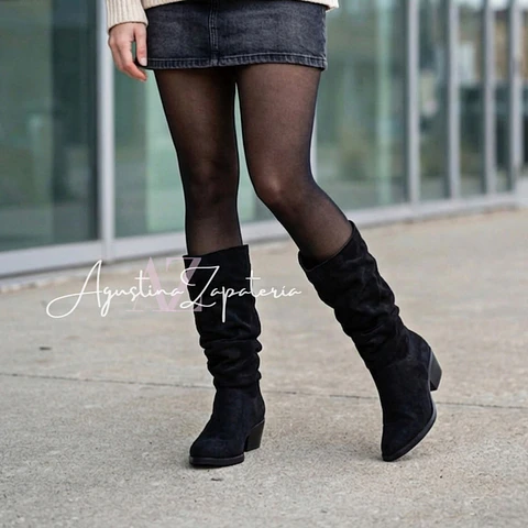 BOTA VAQUERA SIMIL GAMUZA NEGRA 