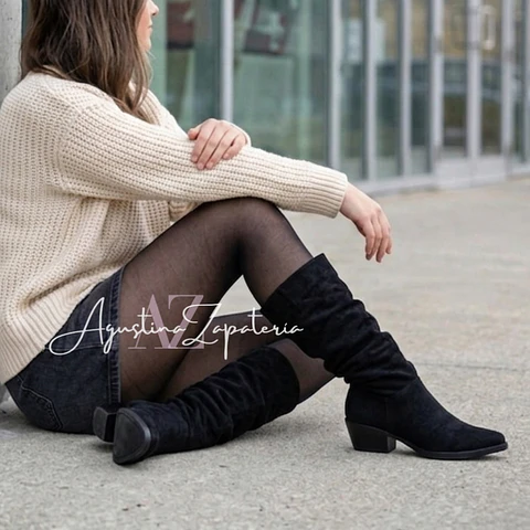 BOTA VAQUERA SIMIL GAMUZA NEGRA 