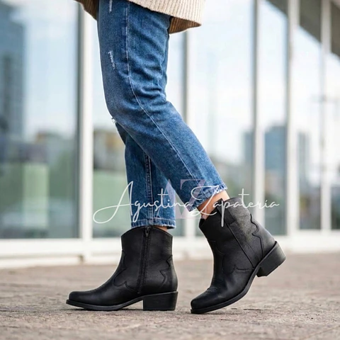 BOTIN VAQUERO TACO BAJO NEGRO