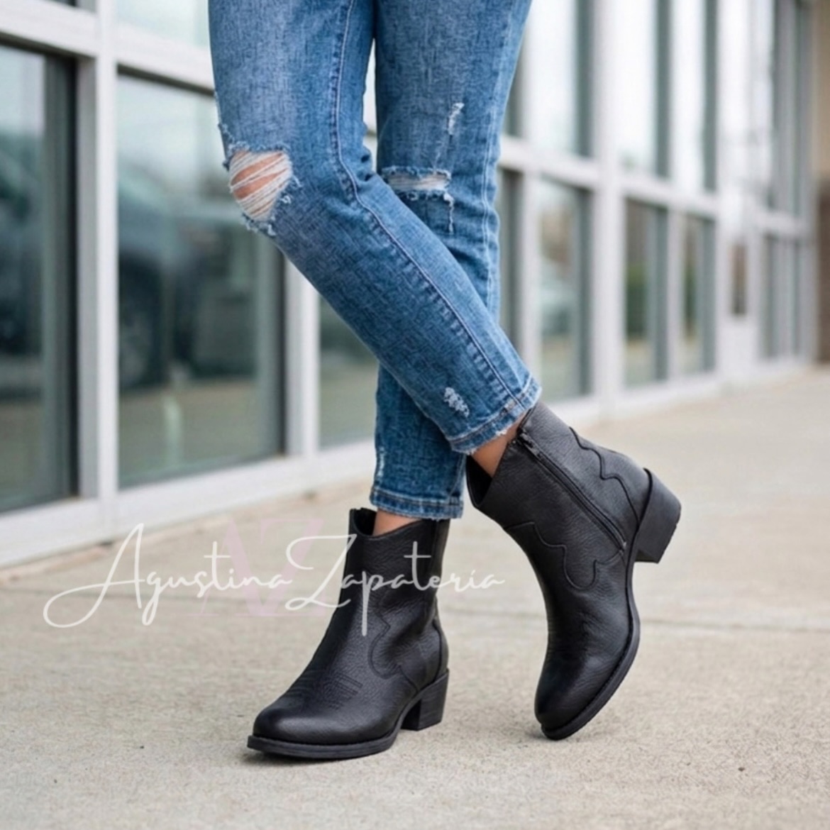 BOTIN VAQUERO TACO BAJO NEGRO 3