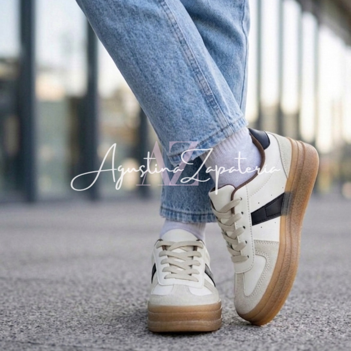 ZAPATILLA PLATAFORMA BEIGE NEGRO  4