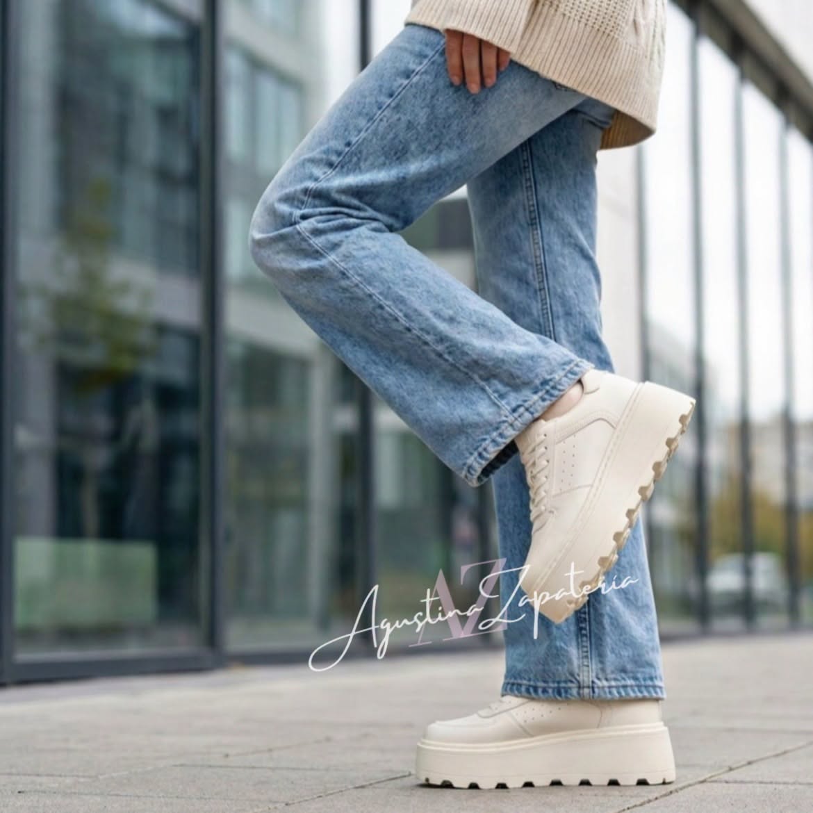 ZAPATILLA PLATAFORMA BLANCA/BEIGE 1