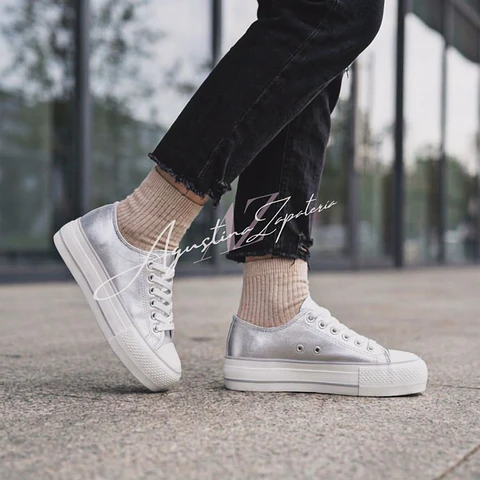 ZAPATILLA ECO PLATEADA PLATAFORMA