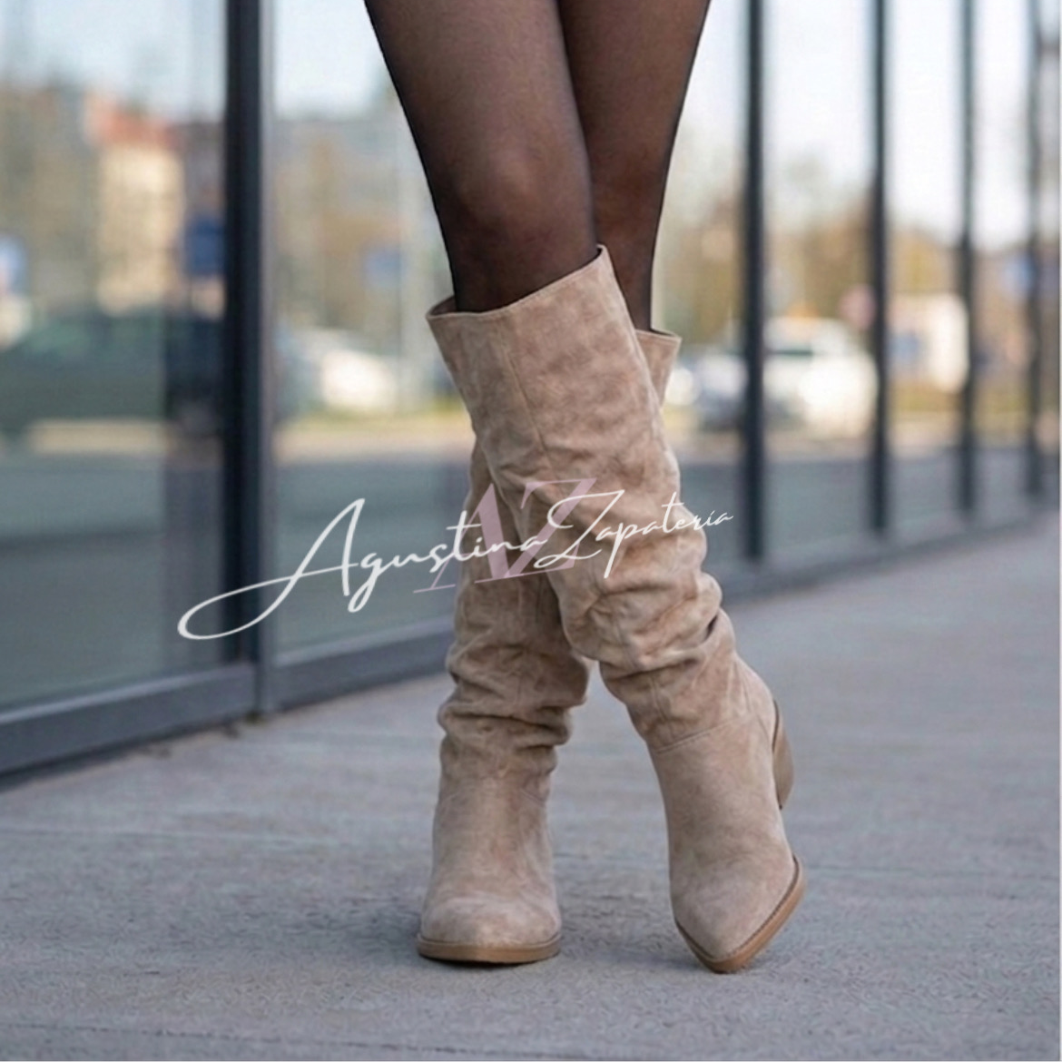 BOTA BEIGE ARRUGADA 3