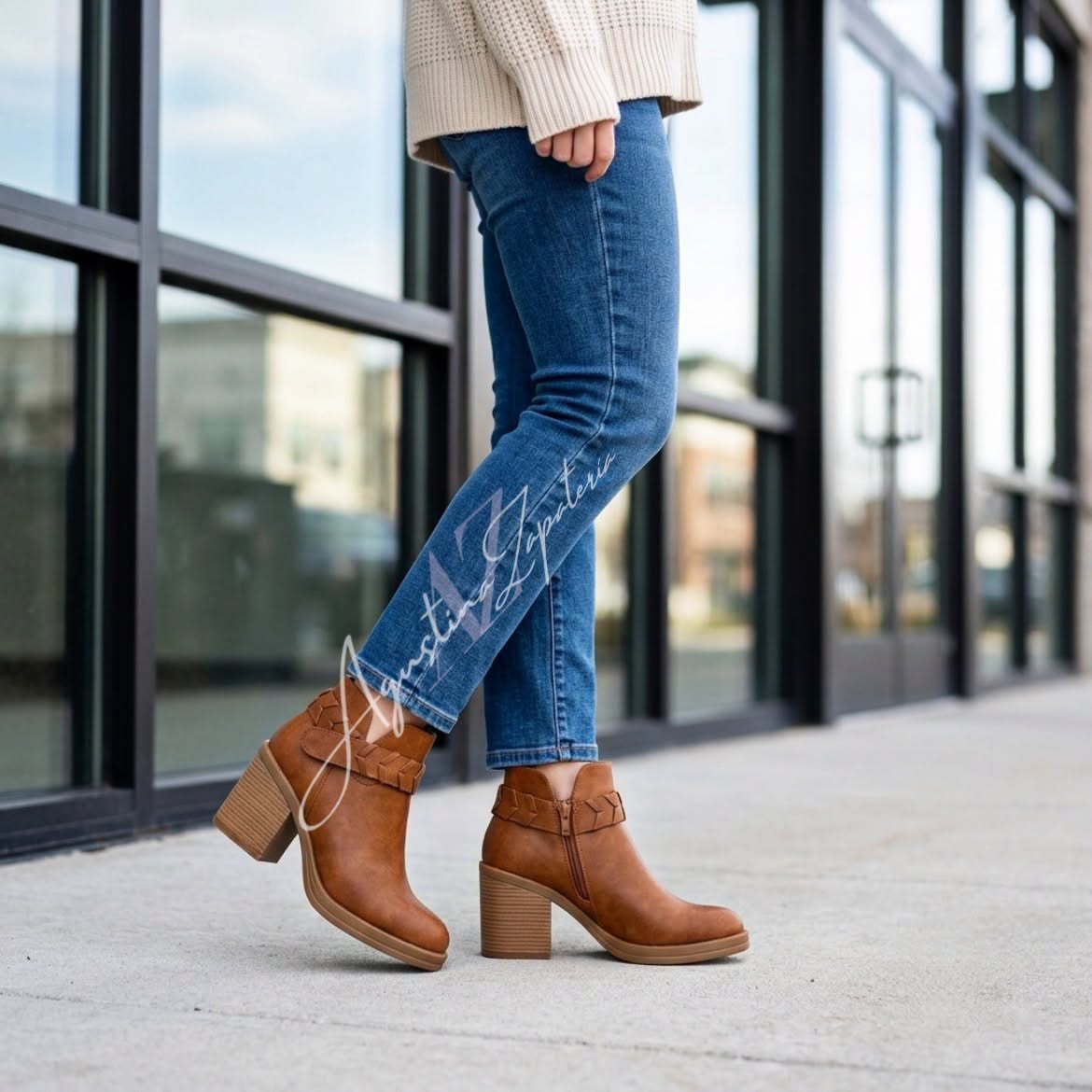 BOTIN CAMEL TRENZA TACO 8 CM 3