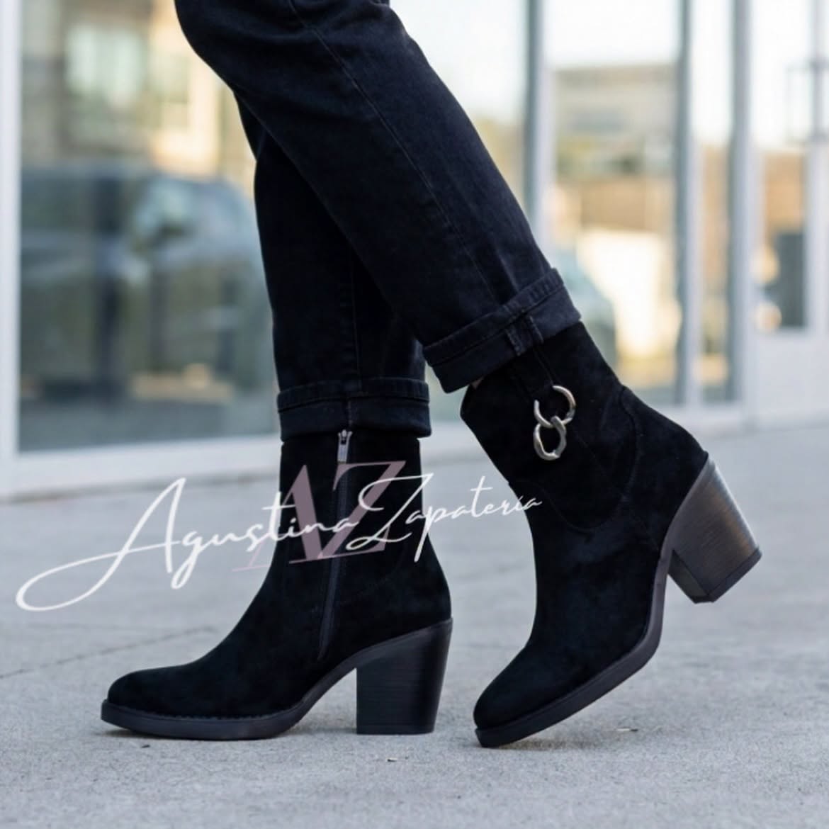 BOTIN VAQUERO NEGRO GAMUZADO 7,5 CM 1