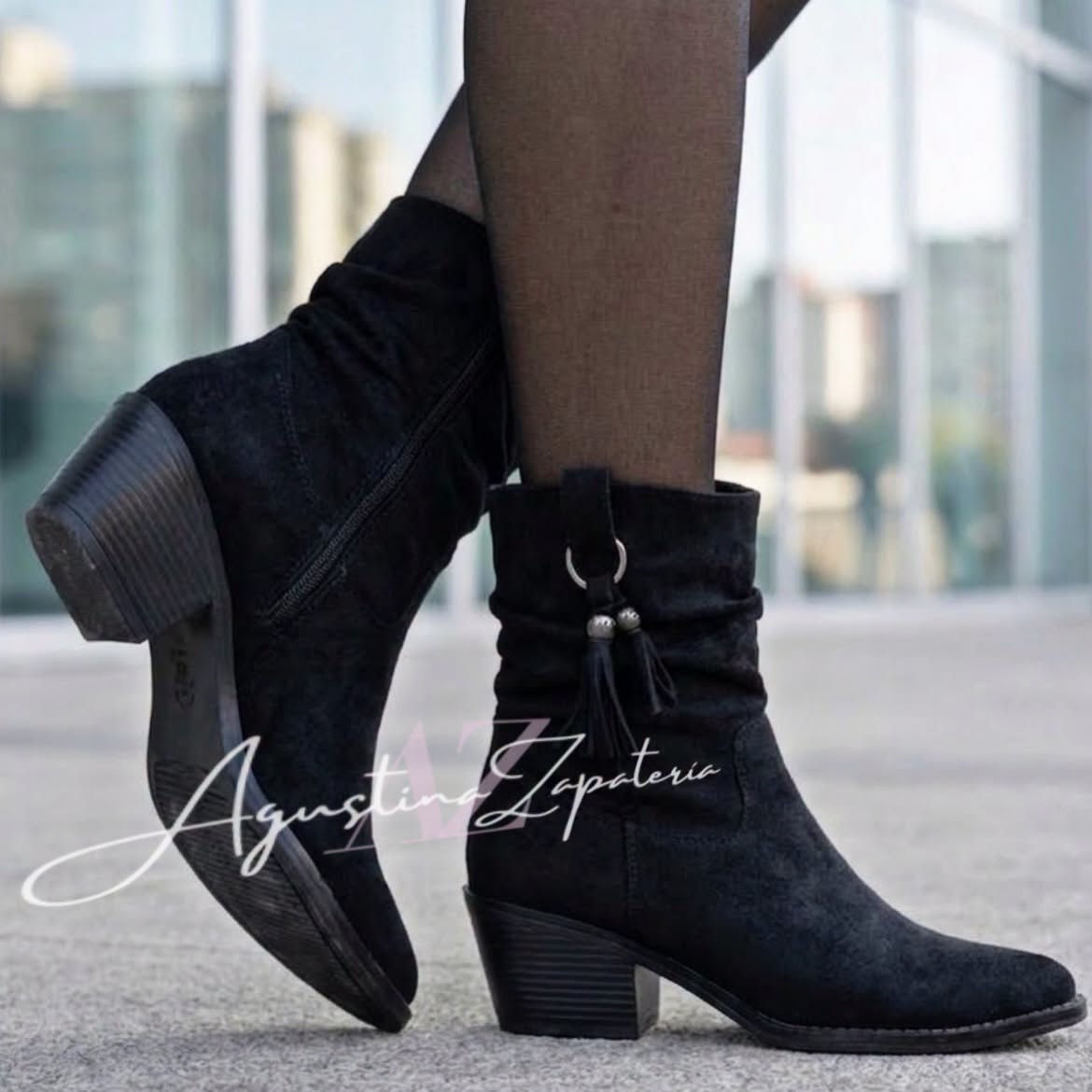 BOTIN VAQUERO GAMUZADO NEGRO  3