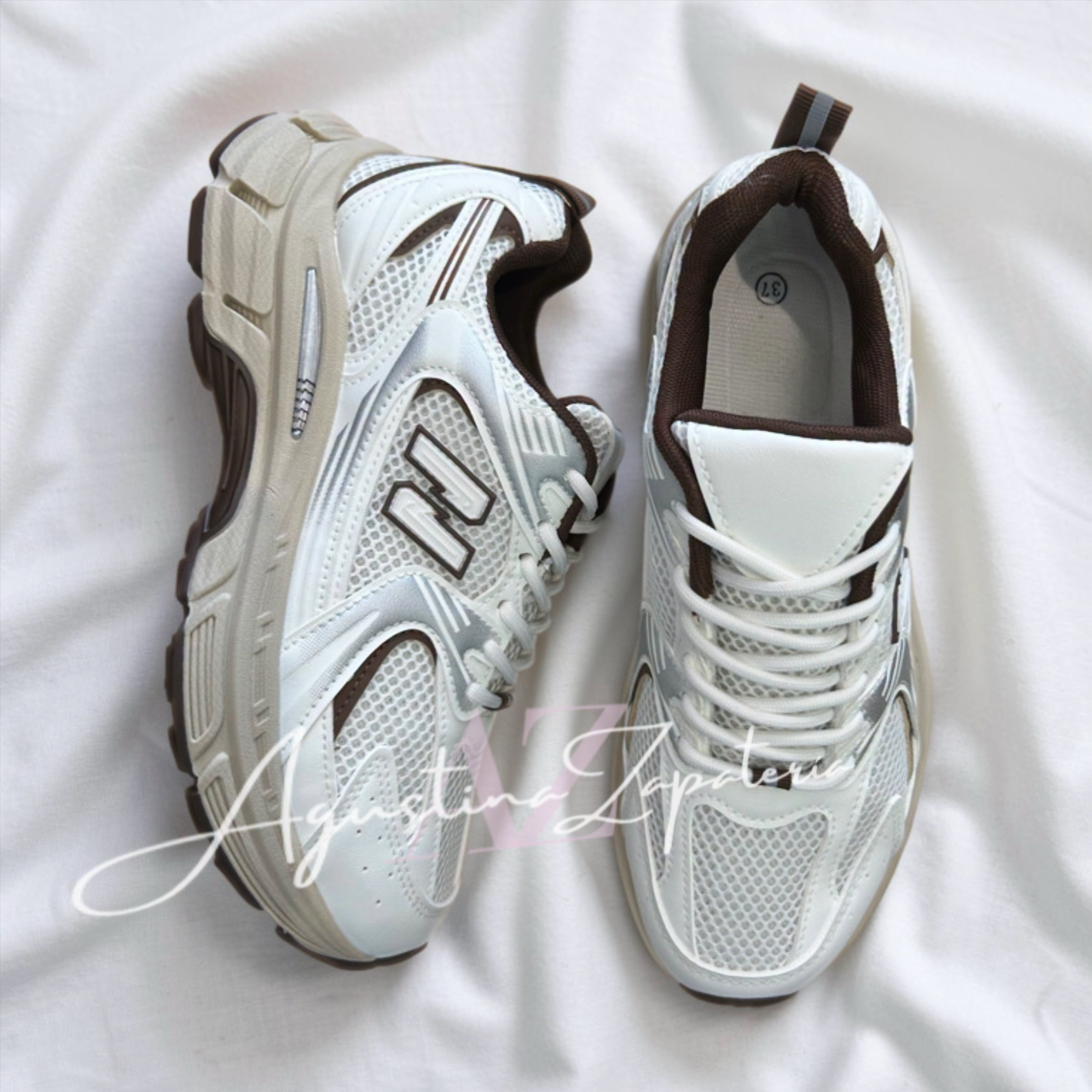 ZAPATILLA BLANCA/CAFE ESTILO NEW 3
