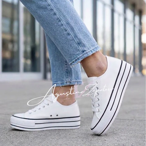 ZAPATILLA PLATAFORMA ESTILO CHUCK TAYLOR BLANCA