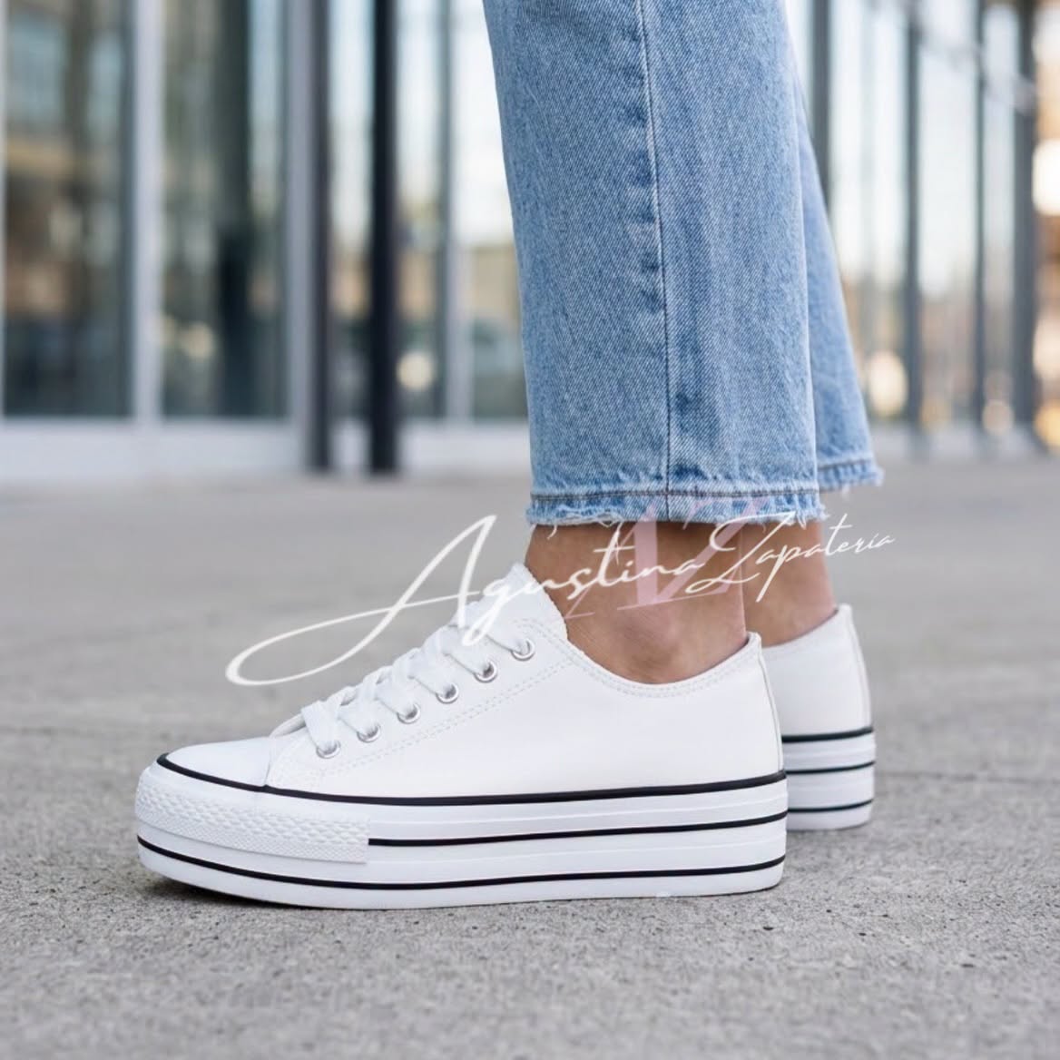 ZAPATILLA PLATAFORMA ESTILO CHUCK TAYLOR BLANCA 3