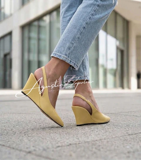 SLINGBACK AMARILLO PASTEL TACO WEDGE 