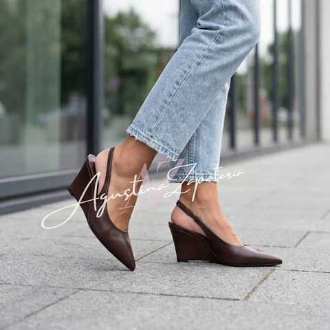 SLINGBACK CHOCOLATE TACO WEDGE
