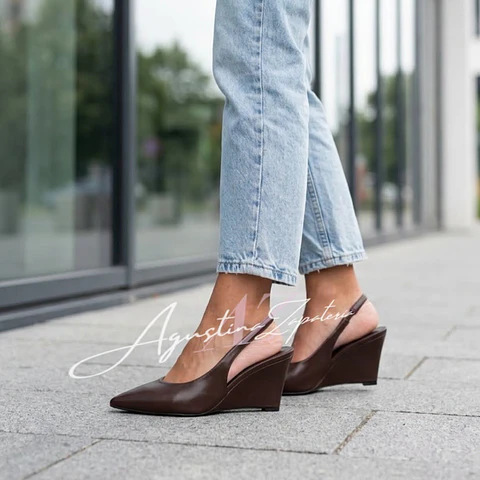 SLINGBACK CHOCOLATE TACO WEDGE