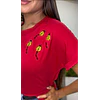 camiseta manga rangla bordada
