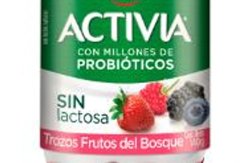 YOGHURT ACTIVIA SIN LACTOSA, TROZOS FRUTOS DEL BOSQUE 140 GRS.