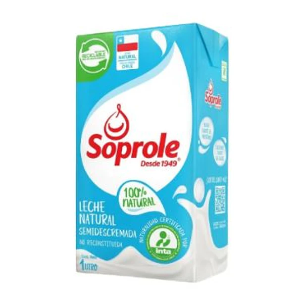 LECHE SOPROLE SEMIDESCREMADA 1 LT.