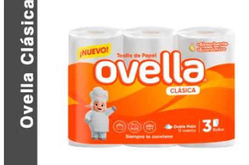 TOALLA DE PAPEL OVELLA CLÁSICA 3 ROLLOS.