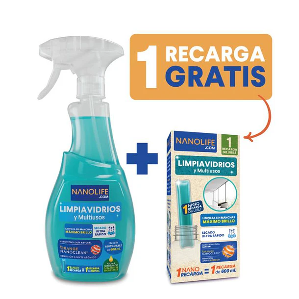 KIT LIMPIAVIDRIOS Y MULTIUSO NANOLIFE 650 ML.