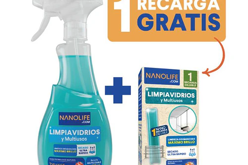 KIT LIMPIAVIDRIOS Y MULTIUSO NANOLIFE 650 ML.
