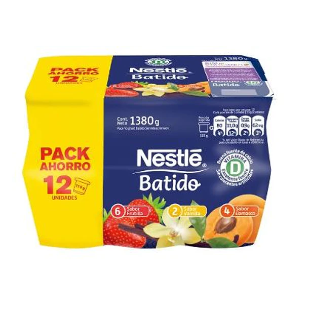 PACK 12 UNIDADES YOGHURT NESTLÉ BATIDO 115 GRS.